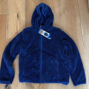 Eddie Bauer Kids Blue Sherpa Fleece Zipper Jacket Hoodie, NWT, size Large 14/16